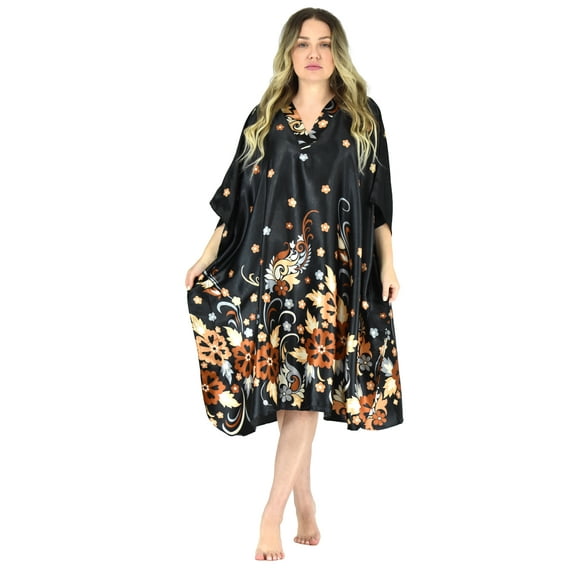 Up2date Fashion's Women's Short Caftan / Kaftan / Muumuu / Mumu, Midnight Floral Print, Style CShort-11C2