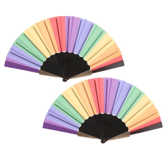 FELTECHELECTR 2Pcs Rainbow Style Handheld Fan For And Home Use
