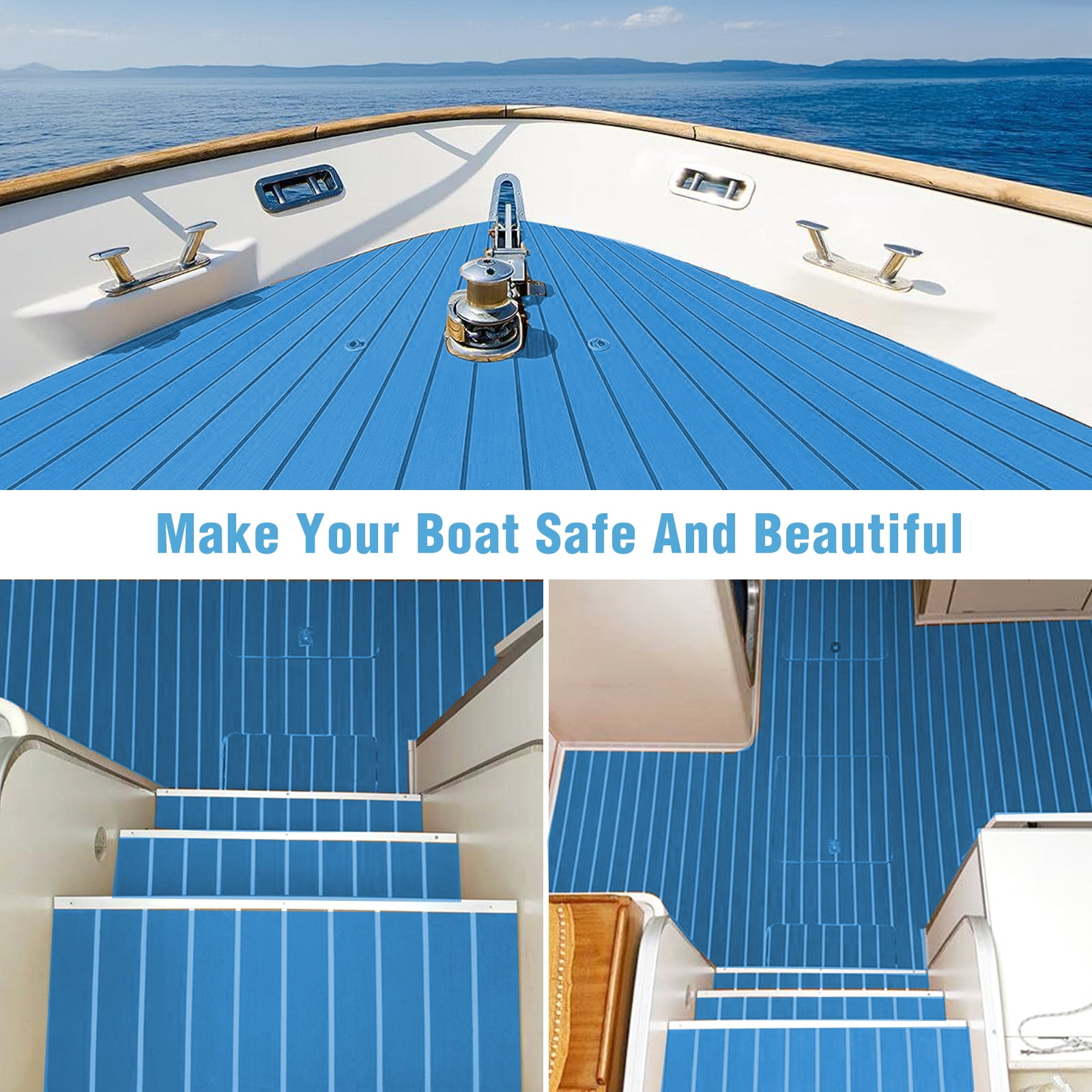 Boat Flooring EVA Foam Boat Decking Marine Mat Non-Slip Self-Adhesive Flooring Sheet for Motorboat Kayak Surfboard Garden Swimming Pools, 94.5" x 35.4"