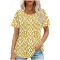 thumbnail image 2 of Giftesty Blouses for Women Dressy Casual Clearance Fashionable Women's Casual Short Sleeved Loose Round Neck Printed Top, 2 of 5