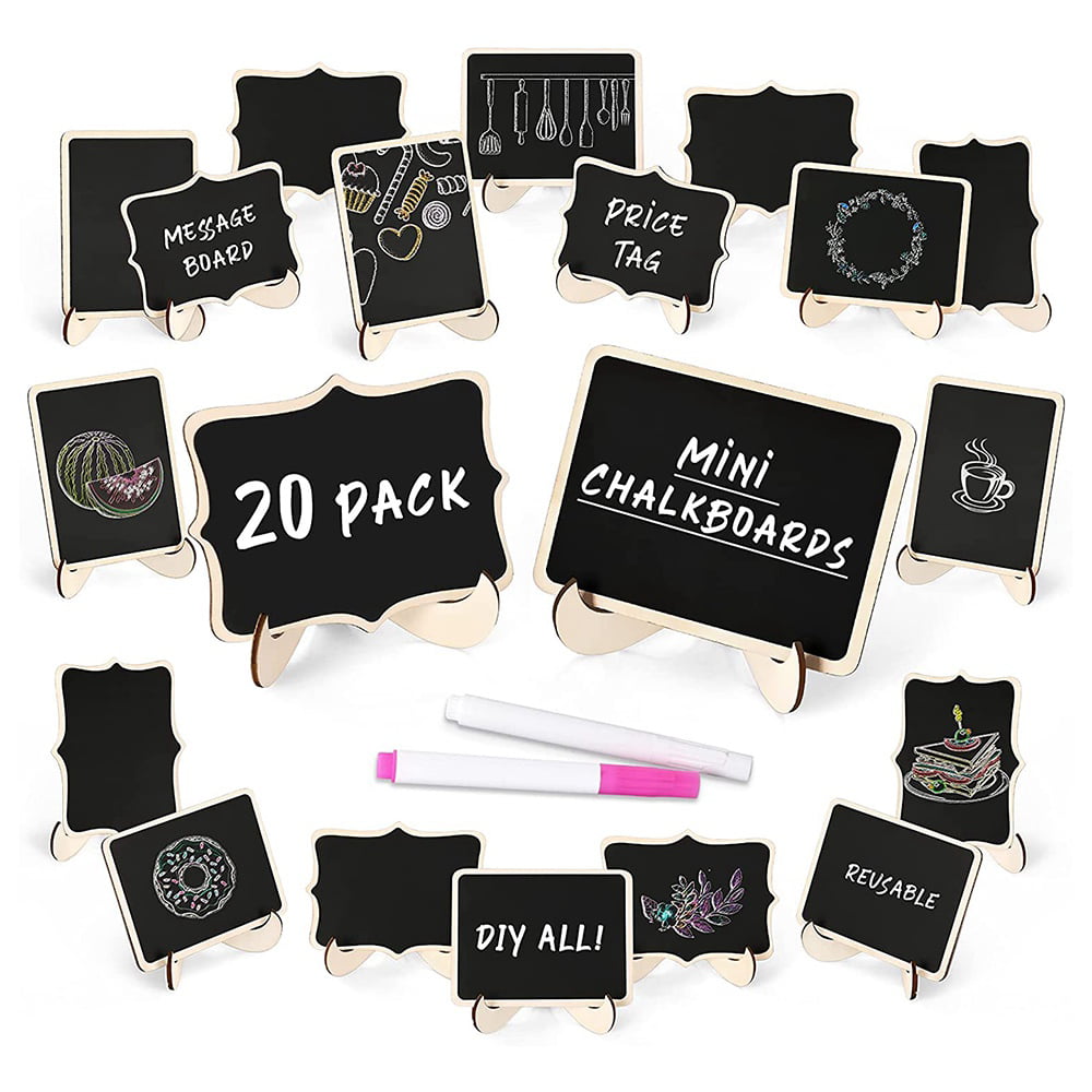 Wood Mini Chalkboard Signs Tags with Supporter for Parties Message Board Sign 