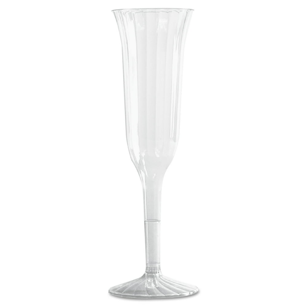 WNA Classic Crystal Plastic Champagne Flutes, 5 oz., Clear, Fluted, 10