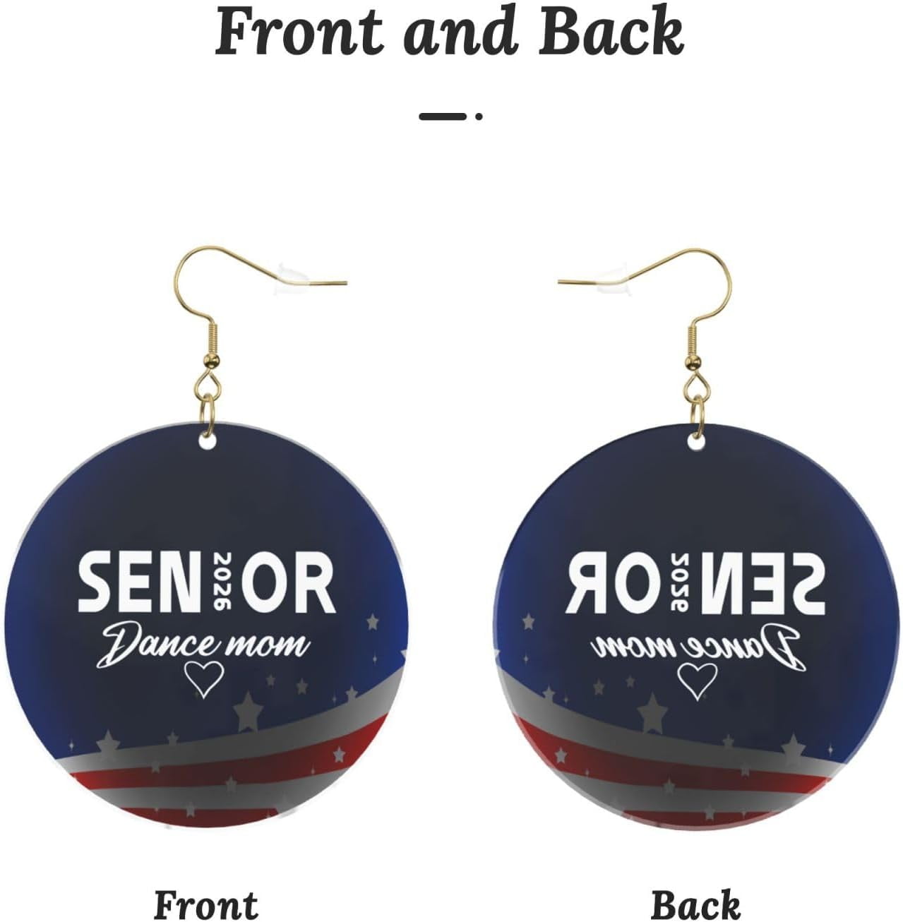 Senior Dance Mom 2026 Classy Round Acrylic Earrings Lightweight Versatile For All Occasions[h632]