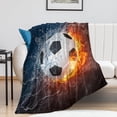 thumbnail image 3 of Manta de franela para sofá con diseño de fútbol en llamas y agua, muy suave y cálida, para decoración del hogar, para todas las estaciones, para cama, sofá, sala de estar, grande, 60 x 50 pulgadas, 3 of 8