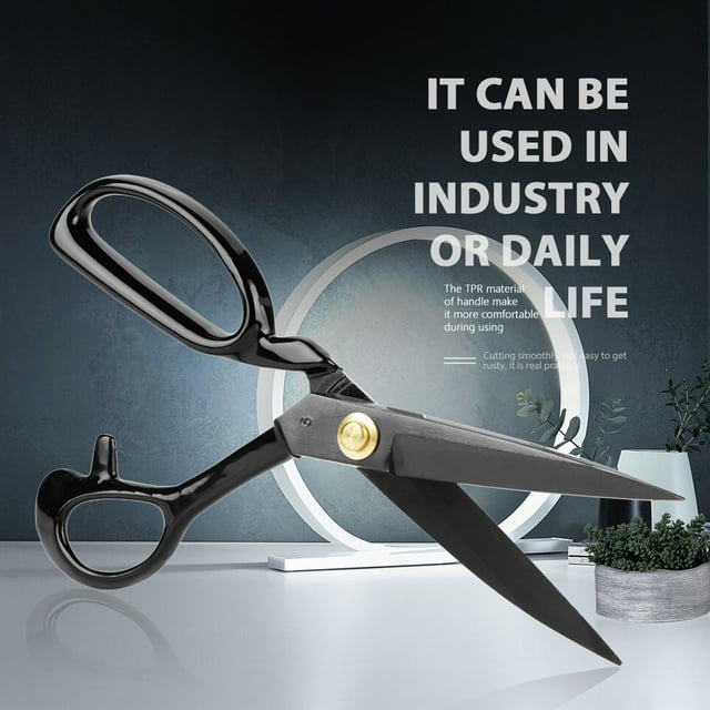 Leather Scissors, Carbon Steel Sewing Scissors, Durable 9 Inch For Cutting Cloth Sewing Assembly Sewing Parts Industry