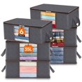 thumbnail image 1 of Bolsa de almacenamiento plegable para ropa, organizador de armario con asa reforzada, tela resistente y transparente para suéteres, abrigos, camisetas, mantas, paquete de 6, color gris, 1 of 8