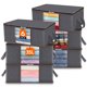 thumbnail image 1 of Bolsa de almacenamiento plegable para ropa, organizador de armario con asa reforzada, tela resistente y transparente para suéteres, abrigos, camisetas, mantas, paquete de 6, color gris, 1 of 8