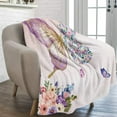 thumbnail image 6 of Butterfly Floral Throw Blanket Gifts for Girls, Watercolor Butterfly Flowers Soft Cozy Flannel Blanket for Kids, 40 x 50 Inch Pink Purple Butterfly Spring Fuzzy Blanket for Women Couch Bed Bedroom, 6 of 6