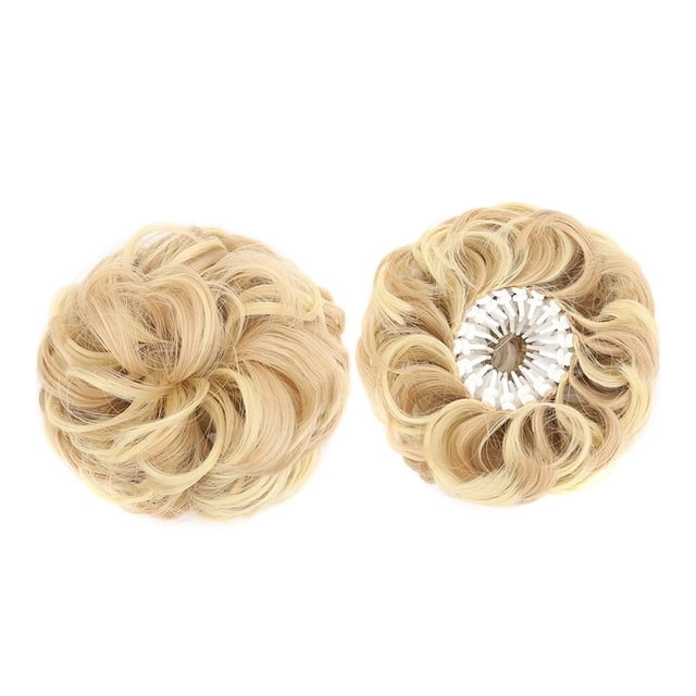 Chignon Désordonné Pièce de Cheveux Synthétique Moelleux en Forme de Nid d'Oiseau Rétractable Ondulé Bouclé Extensions de Cheveux