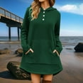 thumbnail image 5 of ZQGJB Tunic Hoodie Tops for Women Long Sleeve Casual Fall Winter Quarter Button up Hooded Sweatshirt Lightweight Loose Irreugular Hem Oversize Comfy Pullover Tops with Pockets Green XL, 5 of 7