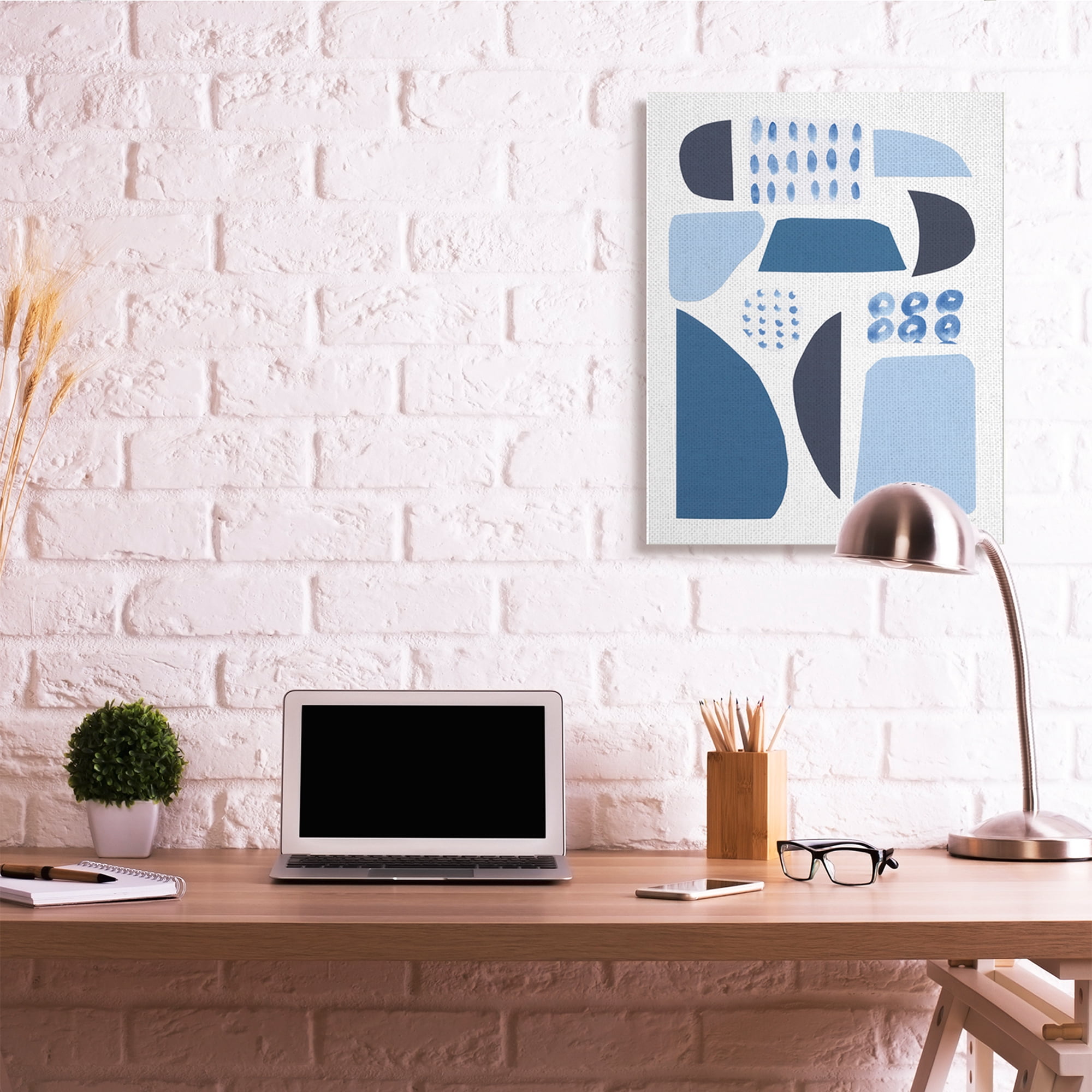 Stupell Industries Shades of Blue Abstract Shapes Collage Design Canvas Wall Art, 30 x 40, Design by Courtney Prahl