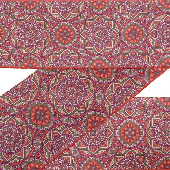 IBA Indianbeautifulart Brown Floral Mandala Fabric Lace Dressmaking Dupion Trim Tape Printed Sewing Lace By 9 Yard 4 Inches