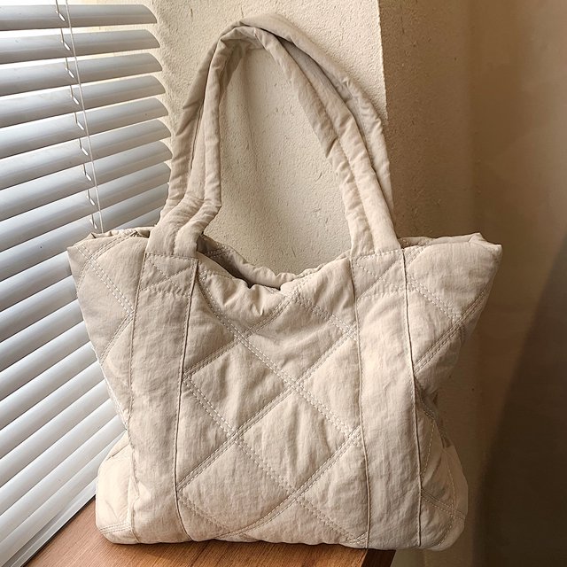 Bolsa Casual Acolchado Bolso de mujer con entramado de diamantes, bolso con asa superior acolchado de gran capacidad, bolso de invierno suave