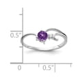 thumbnail image 2 of Diamond2Deal 14K Bague Ronde en Or Blanc 4mm Améthyste Diamant pour Femmes Taille 6, 2 of 5