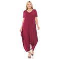 thumbnail image 2 of Pastel by Vivienne Women's Short Sleeve Harem Jumpsuit in Plus Size Wine X-Large, 2 of 4