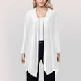 thumbnail image 2 of Ediodpoh Women's Solid Thin Transparent Mesh Cardigan for Women Three Quarter Sleeve Mid Length Shawl Coat White XXXXL, 2 of 6