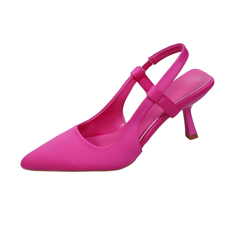 women's hot pink dress shoes Ndbuld Dress Shoes for Women Women's Fashionable And Casual Solid Color Pointed Toe Heels Versatile High Heels Shoes Hot Pink 41, Size: Small