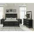 thumbnail image 2 of Roundhill Furniture Vintage Black Wood Bedroom Set, King Panel Bed, Dresser, Mirror, 2 Nightstands, 2 of 15