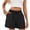 Black, variant on Beige Women's Fashion Bermuda Shorts Summer Ladies Solid Color Pocket Pull Rope Loose Tight Waist Side Slit Shorts
