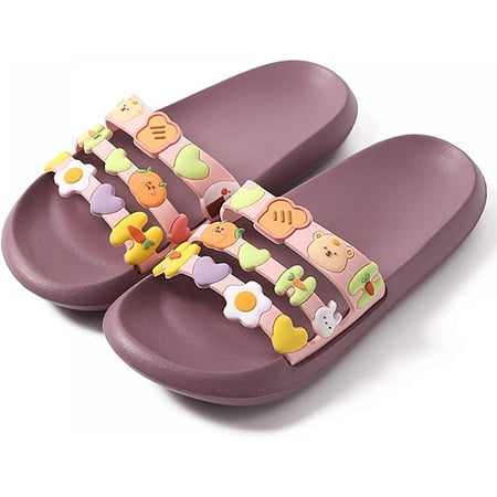 

PIKADINGNIS Women Cartoon Sticker Style Non-Slip Shower Sandals Super Soft Bathroom Slipper