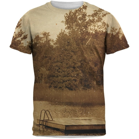 Vintage Lake Photo All Over Adult T-Shirt - 2X-Large
