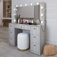 thumbnail image 5 of Ember Interiors Ibbie Modern Greige Makeup Vanity with Glass Top and Lighted Mirror, 5 of 10