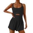 thumbnail image 3 of VISALY Yoga Pants Women, Womens Shorty, Summer Rompers for Women 2025, Yoga One-Piece Suspender Sports Shorts Womens Workout Romper Summer Slim Fit, 1 Pack Jumpsuits for Women (Black, L), 3 of 6