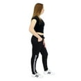 thumbnail image 6 of Fleece Lined Half-Stripes Sports Pants Comfy Drawstring Waist Black and White fits Sizes 0-8, 6 of 8