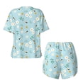 thumbnail image 5 of Kdxio Bee Flower Print Pajamas Sets for Women Short-Sleeved Pjs with Lounge Shorts Two Piece Sleepwear S-4XL, 5 of 9