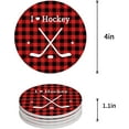 thumbnail image 1 of FMSHPON I Love Hockey Stripe Red Plaid Set of 4 Round Coaster for Drinks, Absorbent Ceramic Stone Coasters Cup Mat with Cork Base for Home Kitchen Room Coffee Table Bar Decor, 1 of 6
