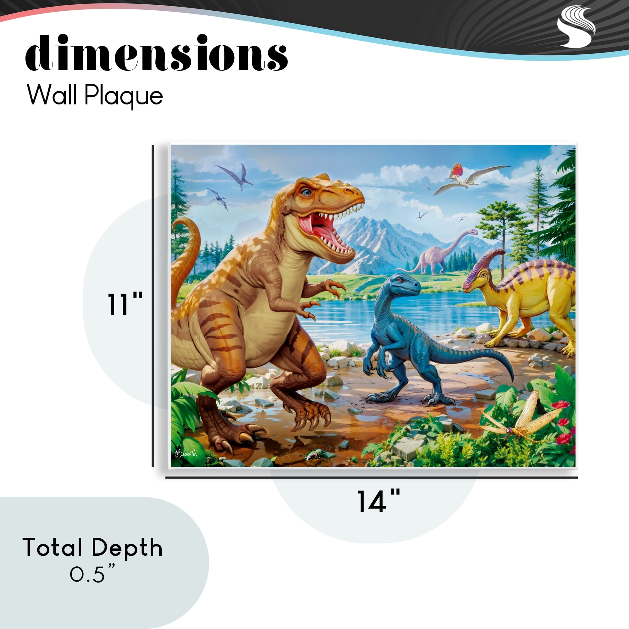 Stupell Industries Lush Jurassic Lakeside Wall Plaque Art, design by Henriette Chinaglia