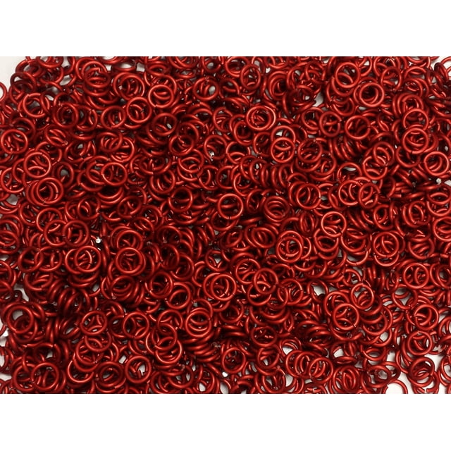 1/2 Pound Red Anodized Aluminum Jump Rings 14G 5/16" ID (850 Rings)