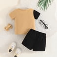 thumbnail image 4 of Hotiary Baby Boys 2Pcs Summer Outfits Short Sleeve Letter Print Patchwork T-shirt Tops Elastic Waistband Shorts Set Infant Toddler Outfit Clothes for 3-24 Months, 4 of 8