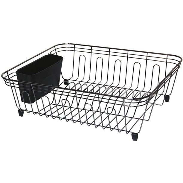 Real Home Large Black, Chrome Dish Drainer