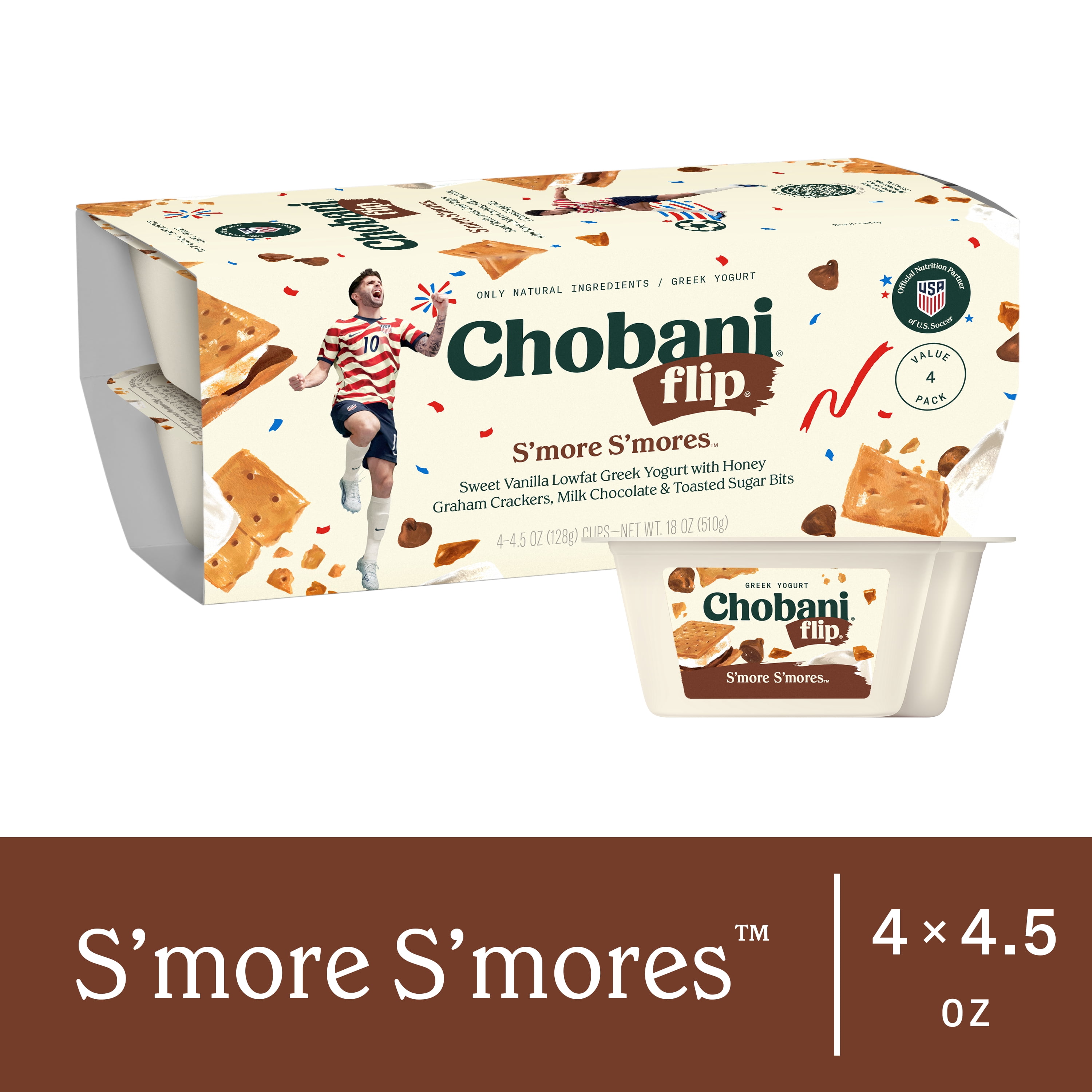Chobani Flip Low-Fat Greek Yogurt S'more S'mores 4.5 oz 4 Pack