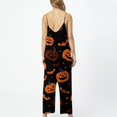 thumbnail image 5 of Women's Halloween Jumpsuits Pumpkin Skeleton Halter Backless Funny Rompers Skull Spiderweb Sleeveless Spooky Overalls, M, 5 of 5