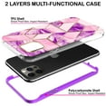 thumbnail image 2 of iPhone 12 PRO Max 6.7" 2020 A2342 A2410 A2412 A2411 Shockproof Dual Layer 3D Printed Cover with Rose Gold Grid TPU Back Case - Purple Marble, 2 of 5