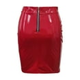 thumbnail image 4 of GJSYRH Women's Latex Pencil Midi Skirt High Waisted Bodycon Metallic Wet Look Office Lady Knee Length Skirt, 4 of 6