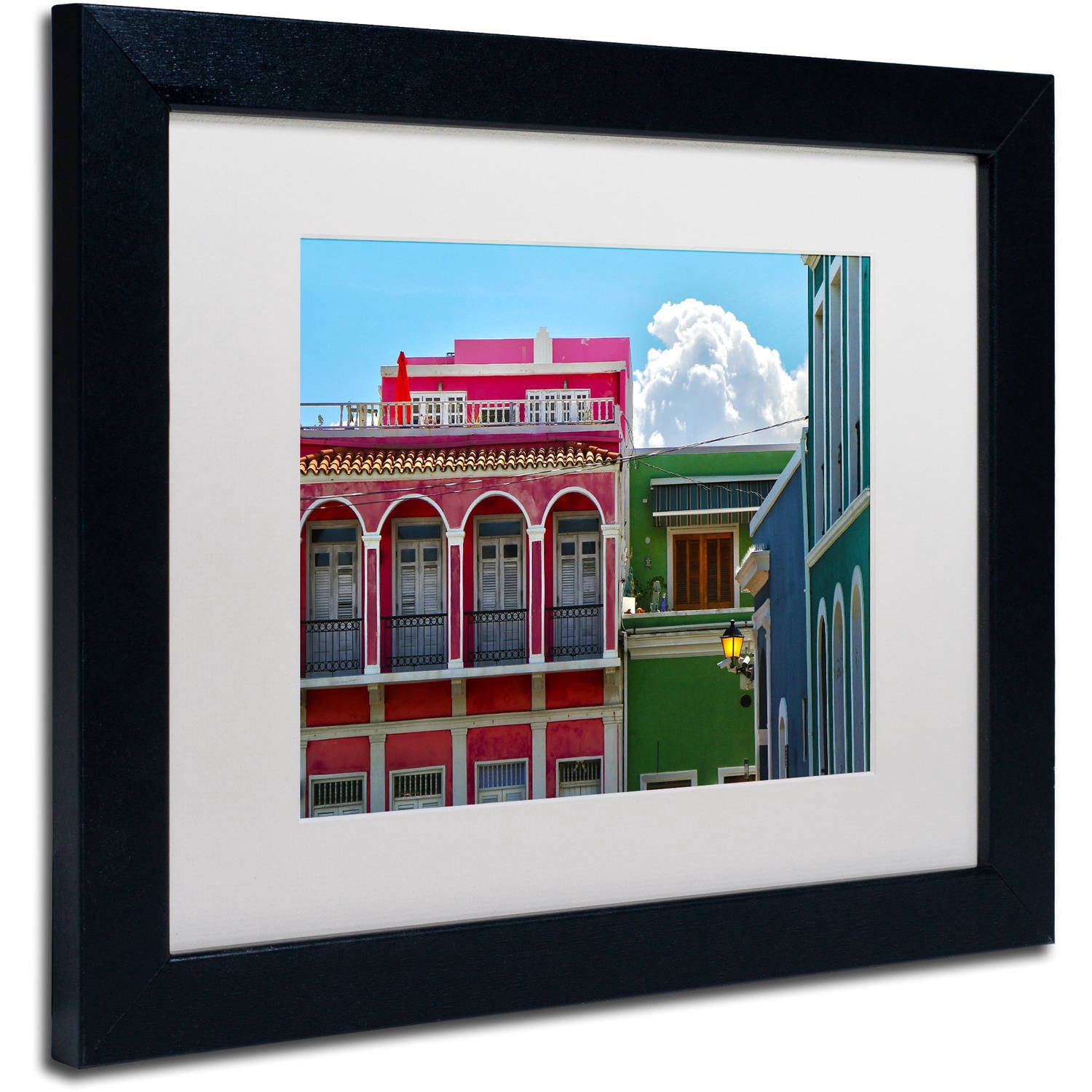 Trademark Fine Art "Old San Juan 10" Canvas Art by CATeyes, White Matte, Black Frame