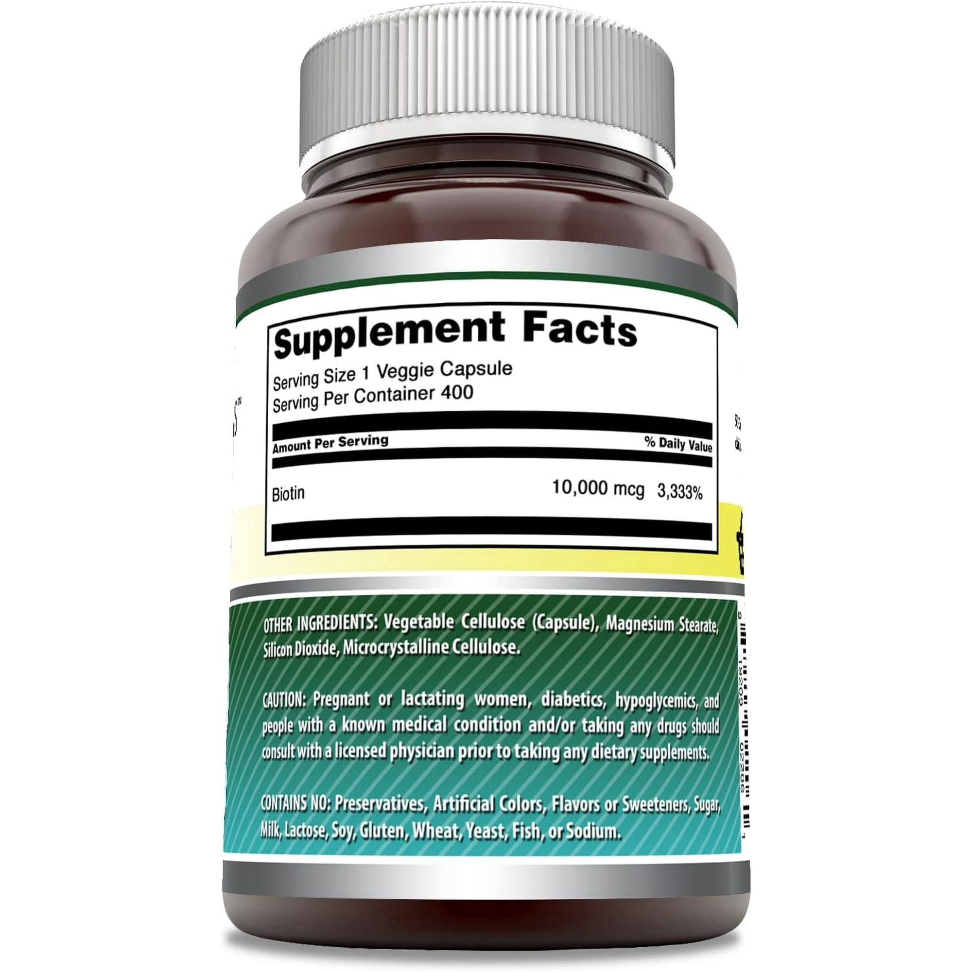 Amazing Formulas Biotin 10000mcg Per Serving 400 Veggie Capsules Supplement | Non GMO | Gluten Free | Made in USA | Suitable for Vegetarians