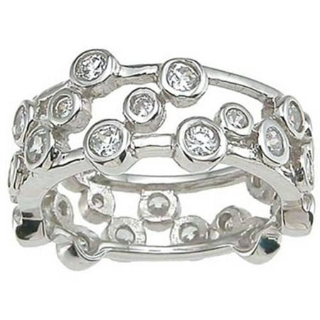 CZ Sterling Silver Rhodium Finish Bubble Wedding Band