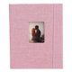 thumbnail image 1 of Mini 3in Photo Album Cotton Hemp Woven Shell 208 Pocket Decorative Picture Album for Ticket Card Pink, 1 of 4
