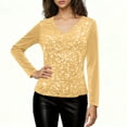thumbnail image 5 of Aboser Womens Sparkly Sequin Velvet Tops for Evening Party Night Out Shirts Trendy Shimmer Glitter Pullover Top Casual V Neck Tunic Shirt Loose Long Sleeve Velour Blouses, 5 of 7