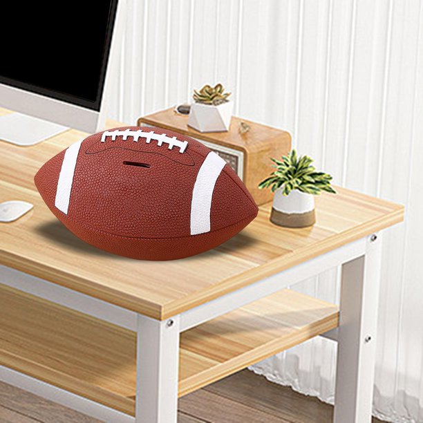 Balón deportivo Ahorro de dinero Olla Deportes Temático Banco de monedas Almacenamiento de vinilo para niños Niñas Niños Adultos Dormitorio Decoración L Rugby Estilo A BLESIY Alcancía de baloncesto