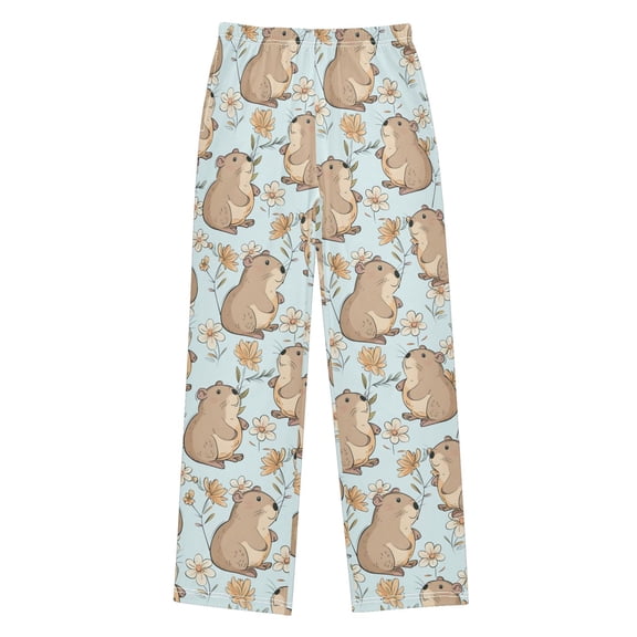 Groundhog Flower Christmas Pajama Pants Soft and Lightweight Elastic Waistband Christmas Pajama Pants