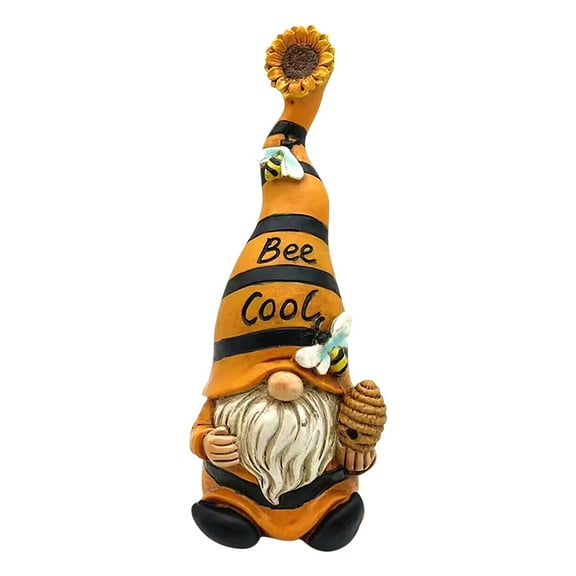LHNFT 12" H Bee Yourself Indoor/Outdoor Garden Gnome Statue, World Bee's Day Home Decor, Yellow/Black