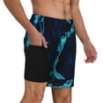 thumbnail image 3 of Haiem Blue Marble And Gold Mens Swim Trunks with Compression Liner 2 in 1 Swimming Shorts Stretch Swimwear Quick Dry,Board Shorts-XX-Large, 3 of 9