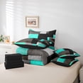 thumbnail image 5 of Feelyou Chic Geometric Abstract Bedding Comforter Set 7 Pieces, Cyan Square Rectangle Full Bedding Set, Teen Kid Child Adult Reversible Fitted Sheet Flat Sheet, Breathable Home Decor, 5 of 7