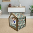 thumbnail image 3 of Leaf Pet House, Summer Beach Holiday Themed Hibiscus Plumeria Crepe Ginger Flowers, Outdoor & Indoor Portable Dog Kennel with Pillow and Cover, 5 Sizes, Dark Green Green, by Ambesonne, 3 of 5