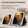 thumbnail image 2 of Compact Rechargeable LED Makeup Mirror with Foldable Design – Portable Travel & Desktop Use, 3 Color Lights (Natural Light Included), Touch Dimming, High-Definition Mirror Surface, Ideal for, 2 of 6